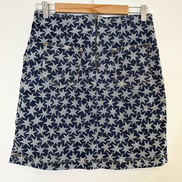 Gorman Vintage Blue Denim Stars Mini Skirt Sz 10 Summer 2014 - Picture 3 of 5
